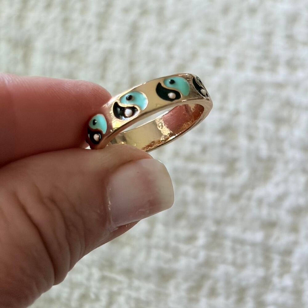 Gold Plated Yin Yang Ring Size 7 New